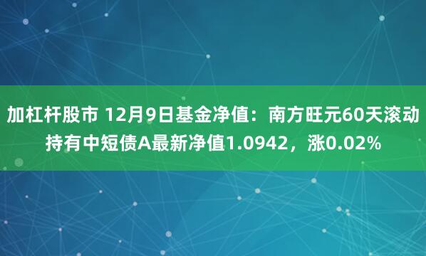 加杠杆股市 12月9日基金净值：南方旺元60天滚动持有中短债A最新净值1.0942，涨0.02%