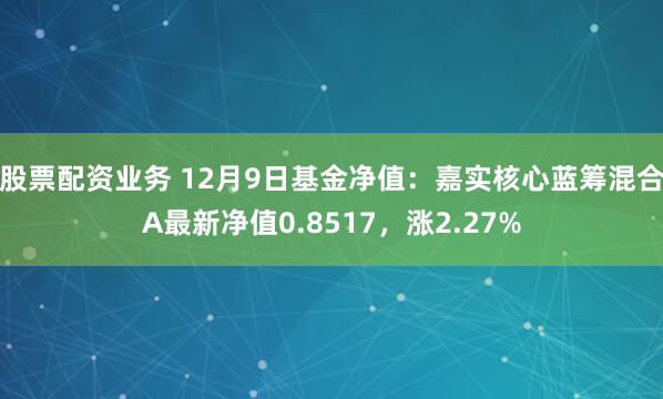 股票配资业务 12月9日基金净值：嘉实核心蓝筹混合A最新净值0.8517，涨2.27%